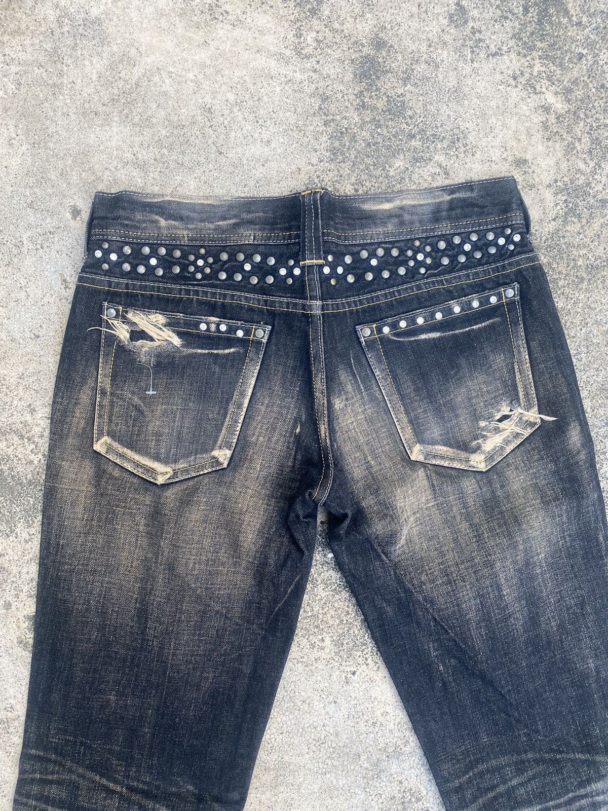 If Six Was Nine × Japanese Brand Flare Jeans Varosh Honeycomb Mud Painted Bootcut Size US 32 / EU 48 - 22 Thumbnail