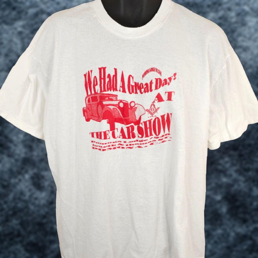 Fruit Of The Loom VINTAGE Car Show T Shirt Mens XL White 90s Pomona Lodge California Fruit of the Loom Shirt Mens XL White 90s Car Show T Shirt Size US XL / EU 56 / 4 - 1 Thumbnail