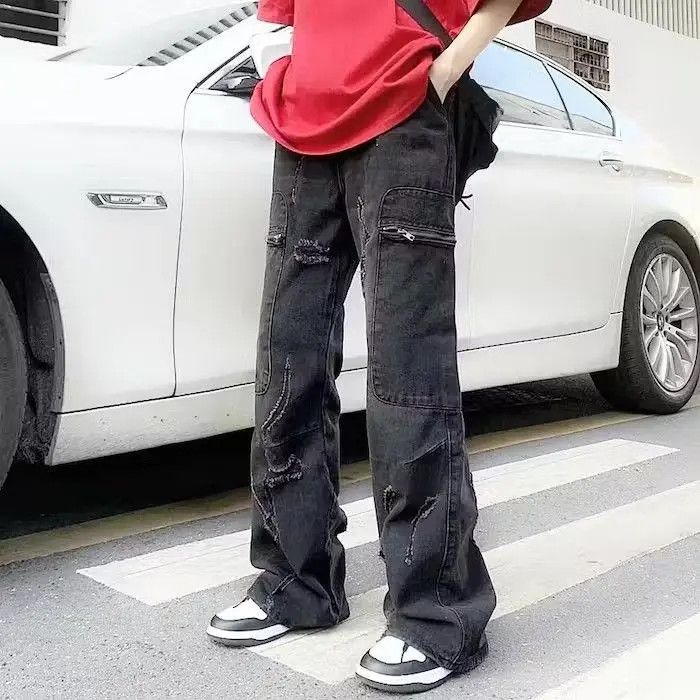 Japanese Brand × Jean Washed Black Baggy Ripped Jeans Pants and Size US 32 / EU 48 - 4 Thumbnail