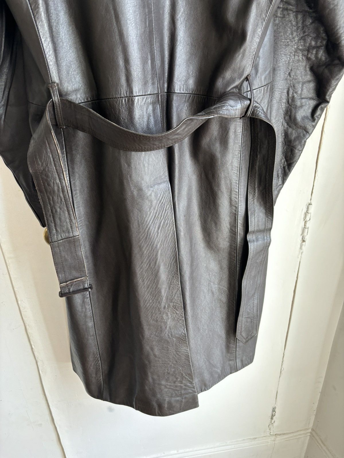 Vintage Vintage 70s Leather Western Double Breasted Trench Coat Size US M / EU 48-50 / 2 - 9 Thumbnail