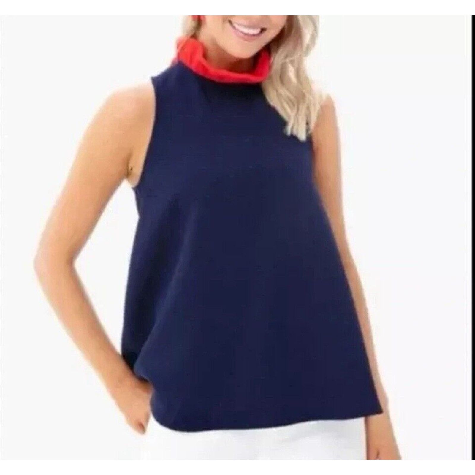 Other Pomander Place Blue Sleeveless Ruffle Collar Tie Bow Top S Size S / US 4 / IT 40 - 7 Thumbnail