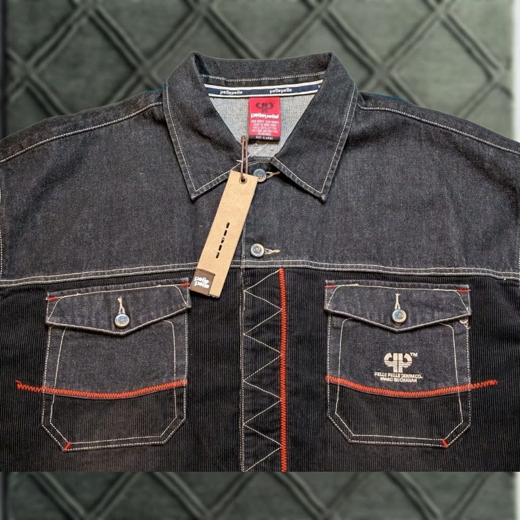 Pelle Pelle VINTAGE Pelle Pelle Marc Buchanan Jacket Denim Corduroy Streetwear XL Black 90s Mens Size US XL / EU 56 / 4 - 1 Thumbnail