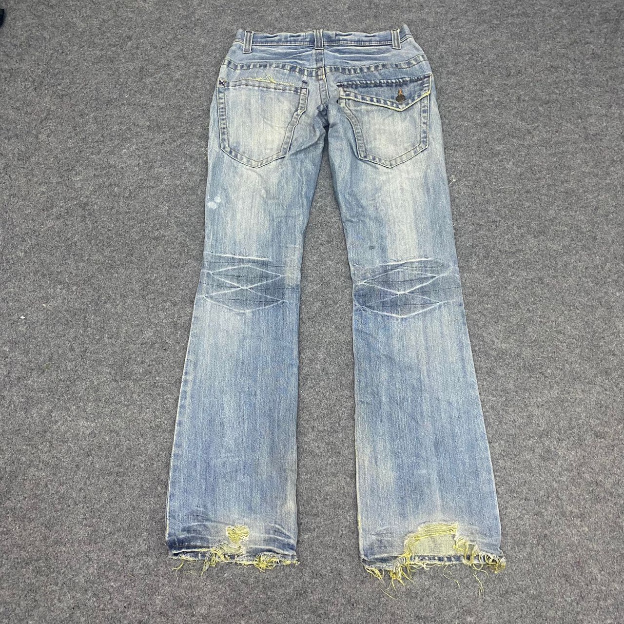 If Six Was Nine 💥Flare💥Vintage Foot Three Style Distressed Denim Size US 30 / EU 46 - 2 Thumbnail