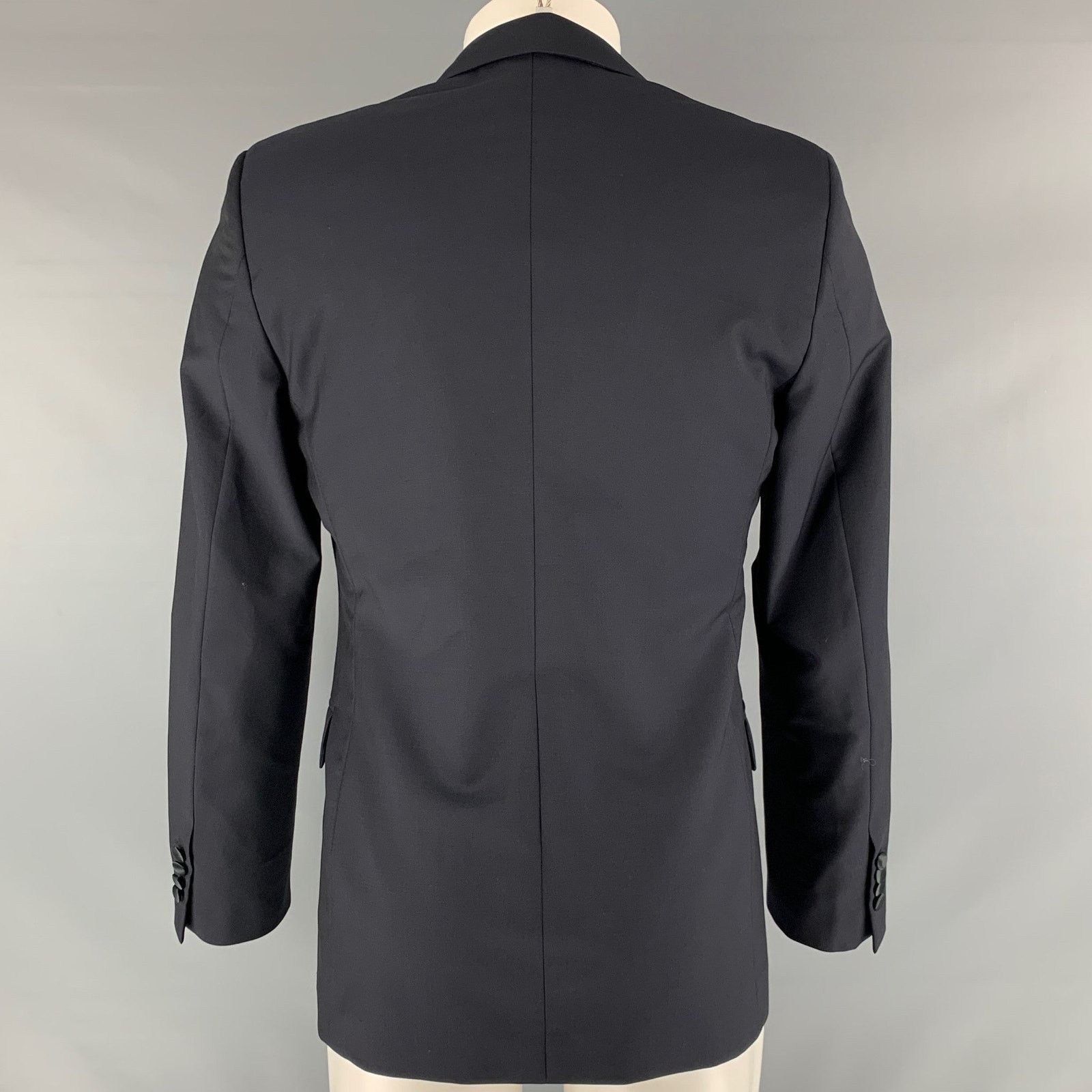 Prada Regular Navy Solid Wool Mohair Notch Lapel Sport Coat Size 38R - 3 Thumbnail