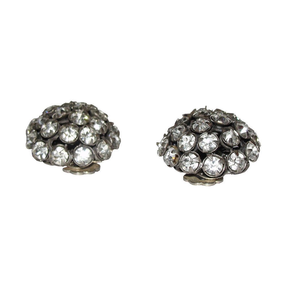Designer Miriam Haskell Dome Clear Rhinestone Earrings Size ONE SIZE - 3 Thumbnail