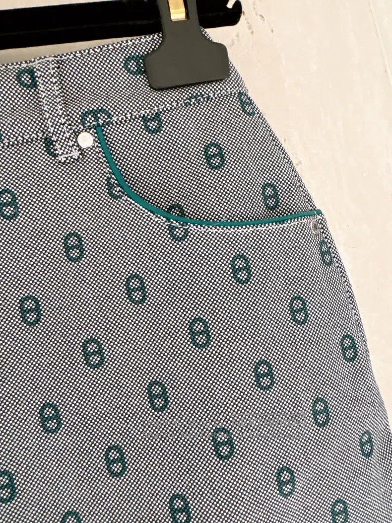 Hermes Hermes Grey-Green Pig Nose Button Skirt Size 42" / US 20 - 4 Thumbnail