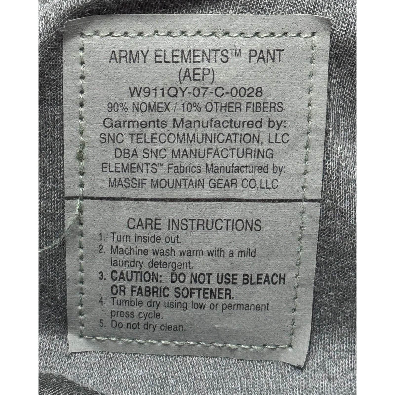 Massif LARGE MASSIF Element FLAME RESISTANT PANTS W911QY-07-C-0028 Size US 38 / EU 54 - 3 Thumbnail