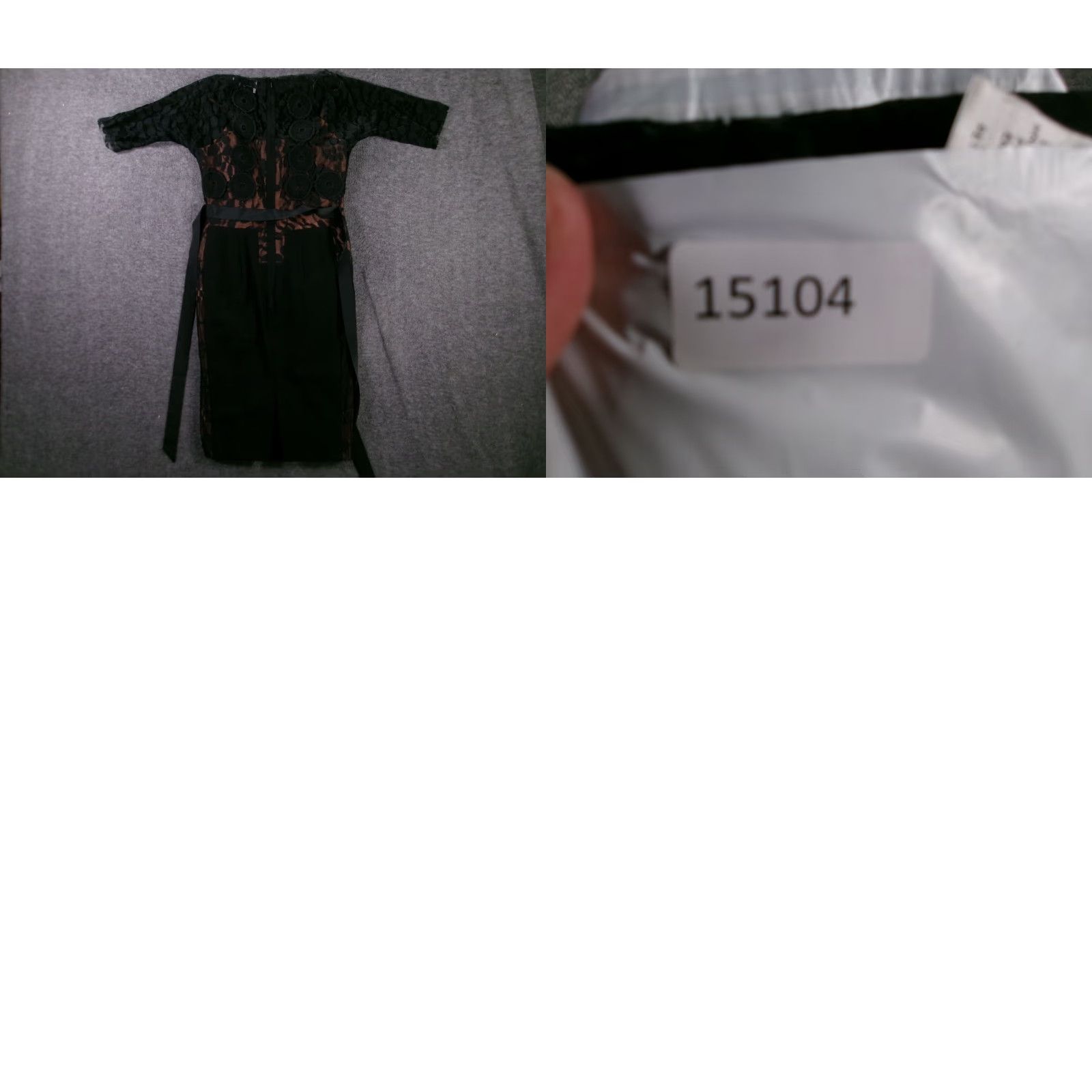 Vintage Beguile by Byron Lars Dress Womens 2P Petite Black Lace Sheath Ribbon Rosettes Size XS / US 0-2 / IT 36-38 - 8 Thumbnail