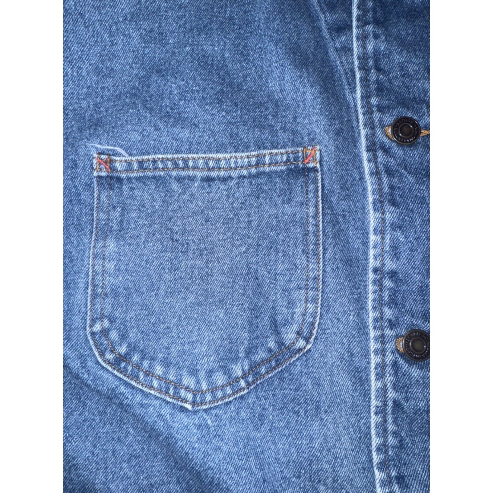 Vintage VINTAGE Classic Jeans Denim Chore Jacket Blue Workwear Utility Coat 21x28 Large Mens Regular L Cotton 100% Button Jeans Size US 33 - 4 Thumbnail
