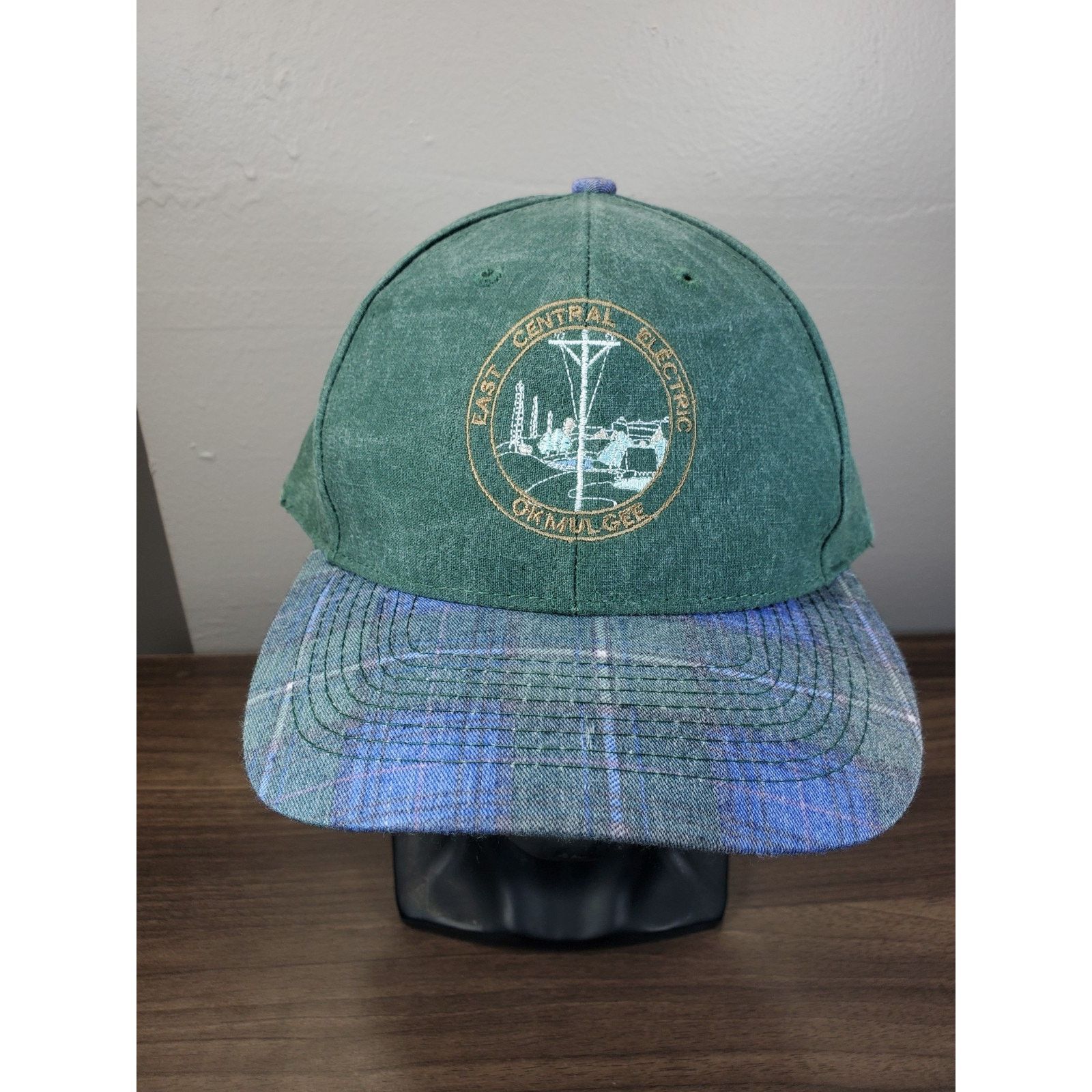 Vintage Okmulgee Oklahoma East Central Electric Cap Hat Plaid Bill Size ONE SIZE - 3 Thumbnail