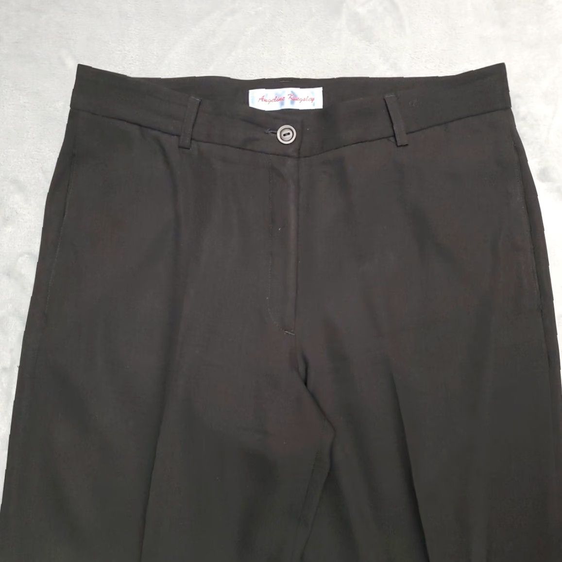 Vintage Angeline Kingsley Pants Womens 12 Black 98% Wool Blend Cuffed Cropped VTG France Dress Pants Casual Retro Classic Pockets Zip Front Flat Front Womens Size 34" / US 12 / IT 48 - 3 Thumbnail