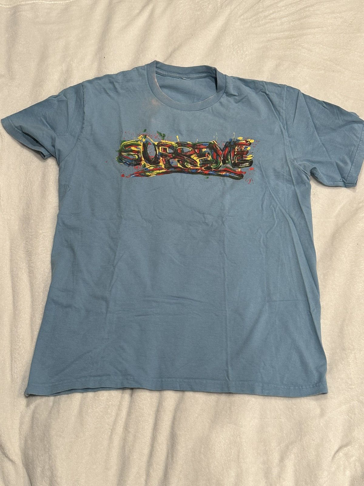 Supreme Supreme Paint Logo Tee - Light Slate Size US L / EU 52-54 / 3 - 1 Thumbnail