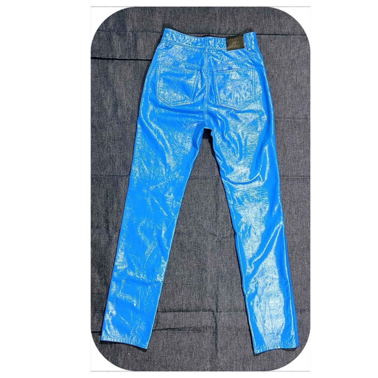Fiorucci VTG 90s Fiorucci Yves Cobalt Blue Vinyl Pants 26” Italy Size 26" / US 2 / IT 38 - 5 Thumbnail
