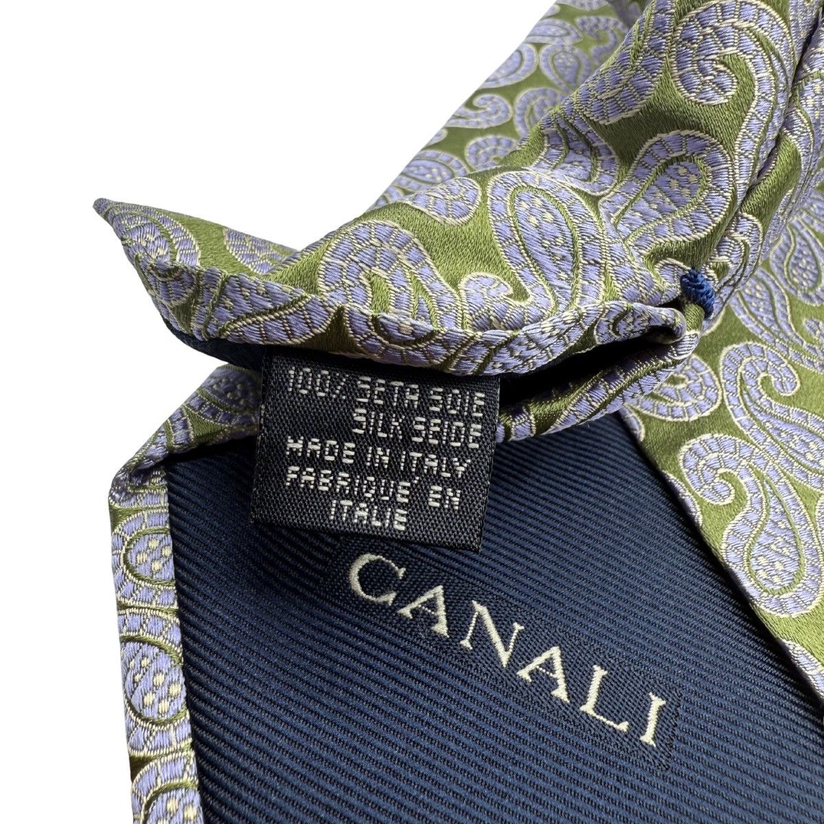 Canali Canali Silk Tie, Green & Lavender, Made in Italy, Like New Size ONE SIZE - 5 Thumbnail