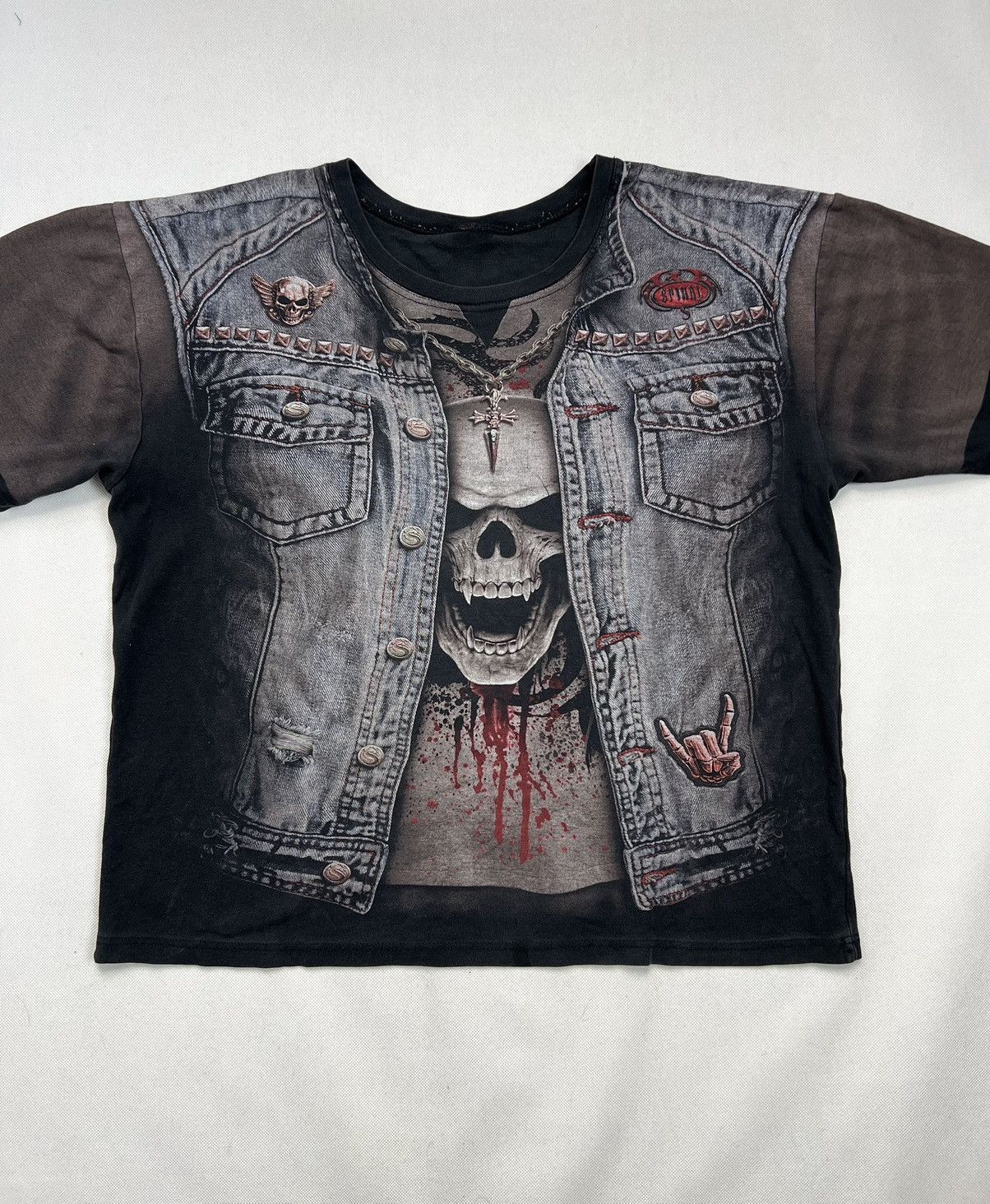 Affliction Tshirt Affliction Vintage Skulls Metal Rock Print Size US L / EU 52-54 / 3 - 4 Thumbnail