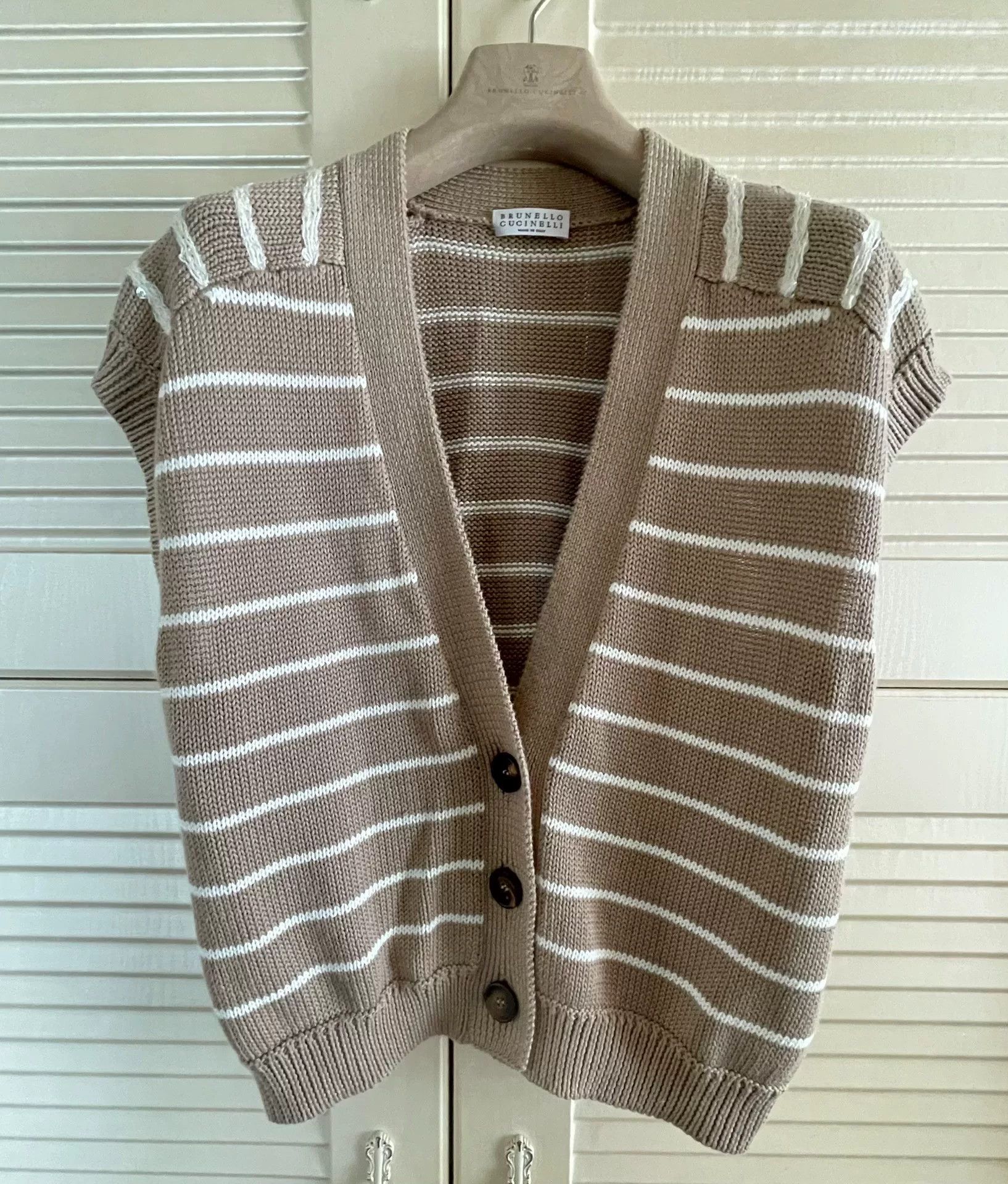 Brunello Cucinelli Brunello Cucinelli Striped Beaded Vest Size US M / EU 48-50 / 2 - 1 Thumbnail