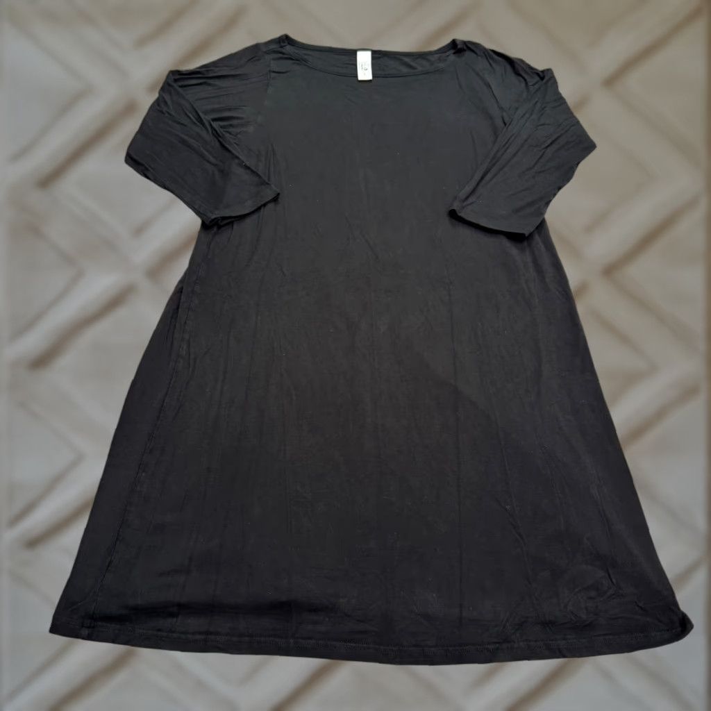 Vintage Yala Shirt Dress Womens Large Black 3/4 Sleeve Boat Neck A-Line T-Shirt Dress Vintage No Size L / US 10 / IT 46 - 1 Thumbnail