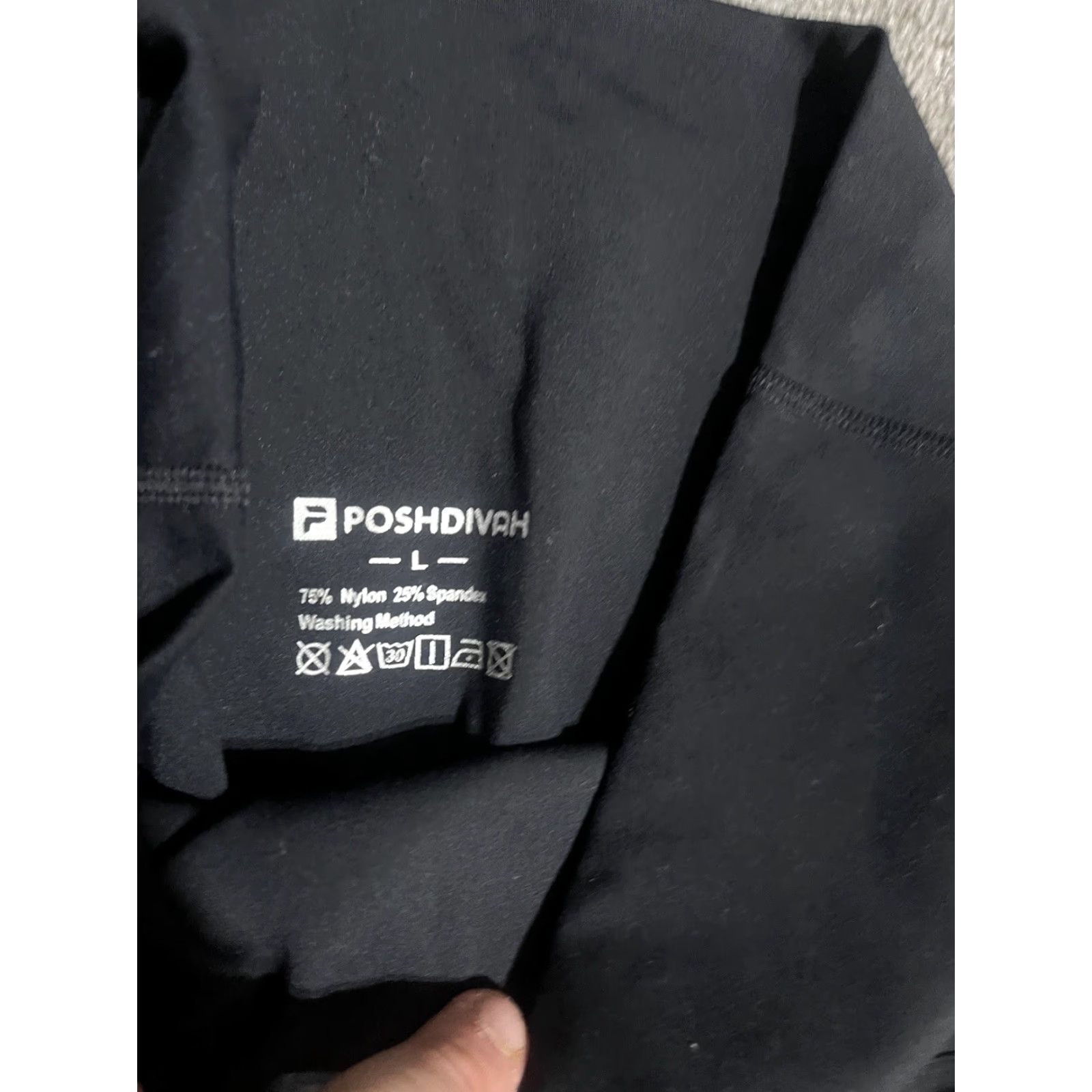 Vintage Poshdivah Black Bike Exercise Spandex Leggings Size L Pockets Pouch Women Athletic Velocit y? Size 36" / US 14 / IT 50 - 5 Thumbnail