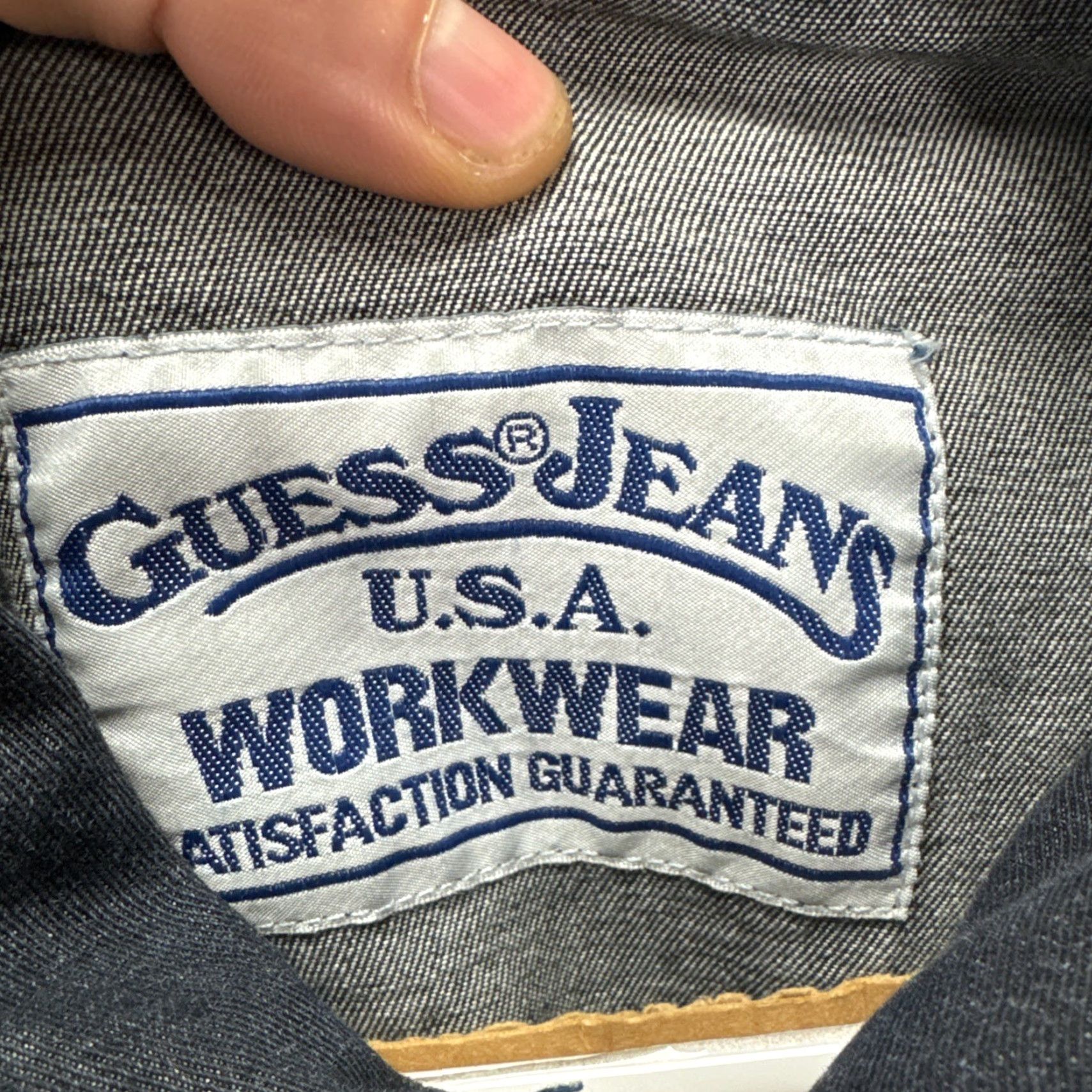 Guess VTG Guess Jeans Chore Jacket Mens L Denim Blue 90s Workwear USA Buttons Pockets Collared Long Jacket Mens Size US 33 - 3 Thumbnail