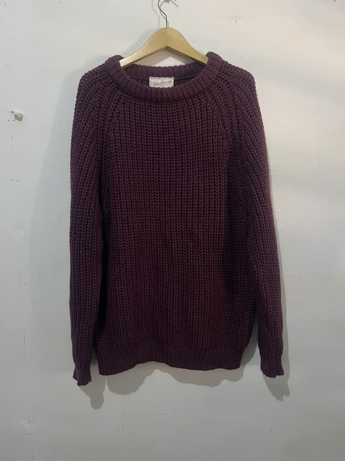 Paul Harnden Shoemakers Antique Chunky Knit Lambswool Sweater Burgundy Size US XL / EU 56 / 4 - 2 Thumbnail