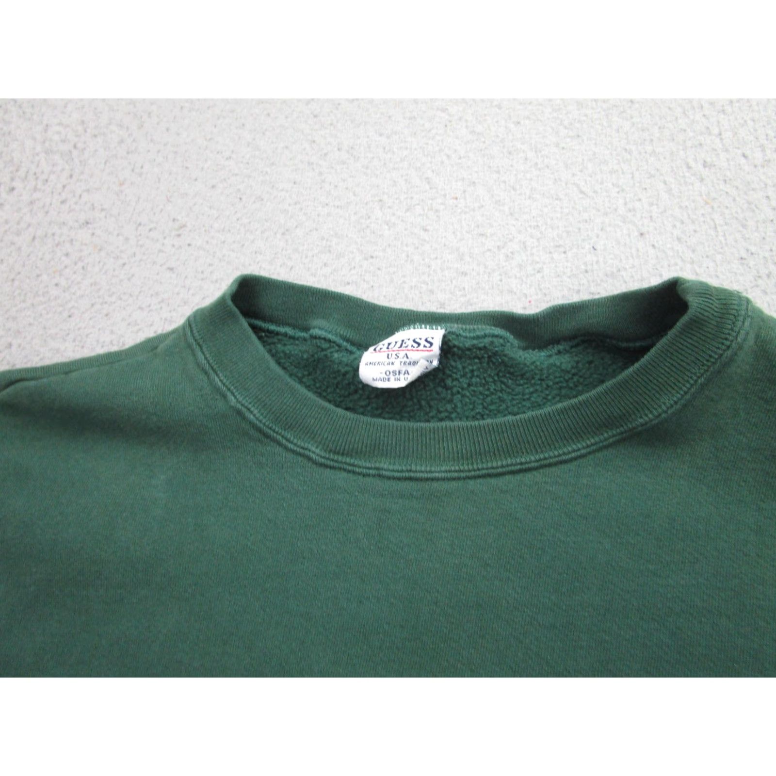 Guess VINTAGE GUESS Sweatshirt Womens OSFA Crewneck Spell Out USA Pullover 90s Green Graphic Print Logo Heavyweight Vintage 90s Size ONE SIZE - 6 Thumbnail