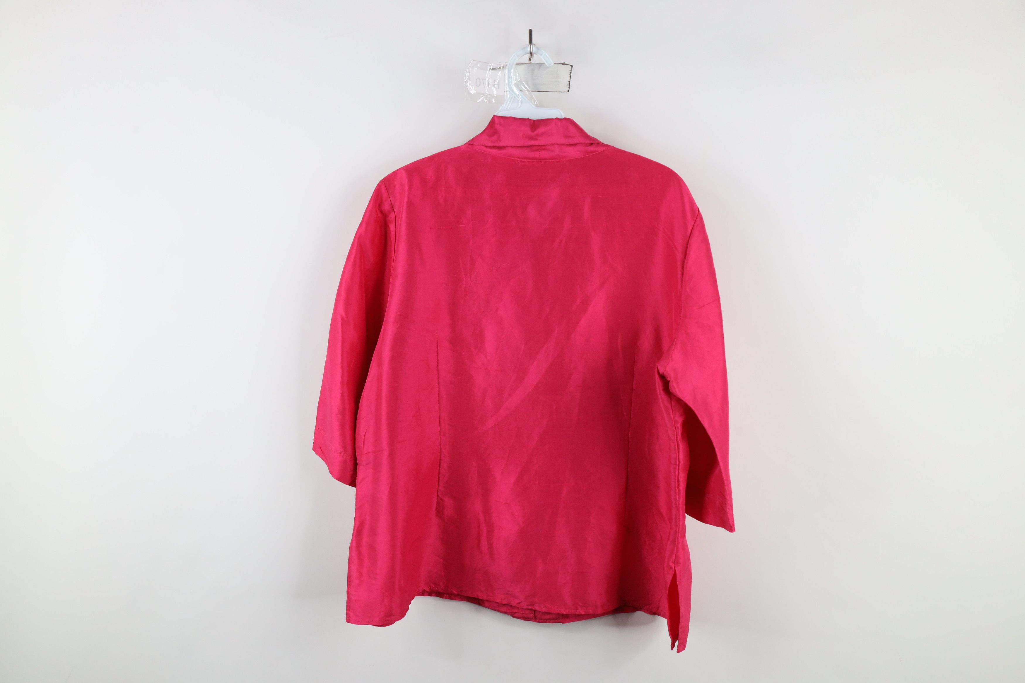 Vintage Vintage 90s Streetwear Silk Collared Button Shirt Pink Size XL / US 12-14 / IT 48-50 - 9 Thumbnail