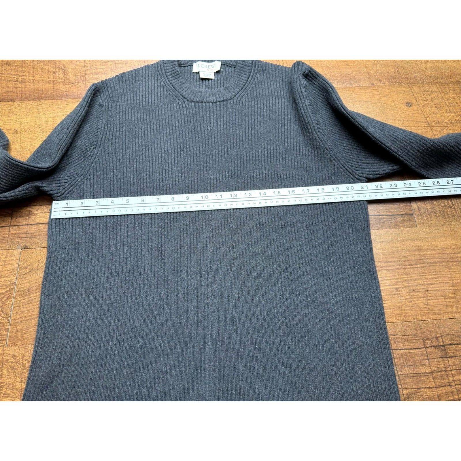 J.Crew VINTAGE J.CREW Ribbed Sweater Men XL Tall Fisherman Gray Cotton Knit Crew Neck Pullover Shirts Womens Mens Boys Girls Size US XL / EU 56 / 4 - 6 Thumbnail