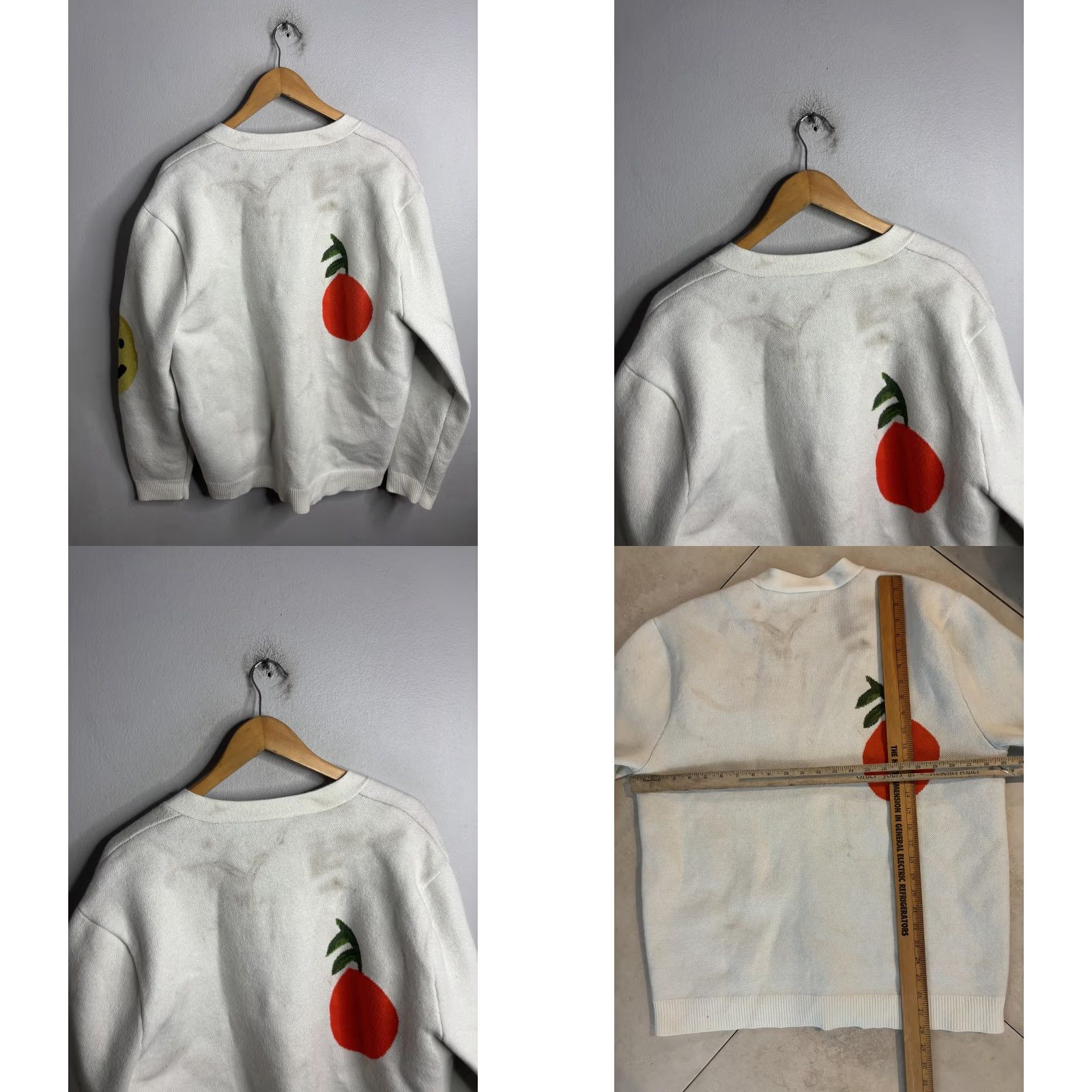 Vintage Coney Island Picnic Cardigan Sweater Mens Large White Graphic Frog Mushroom Size US L / EU 52-54 / 3 - 8 Thumbnail