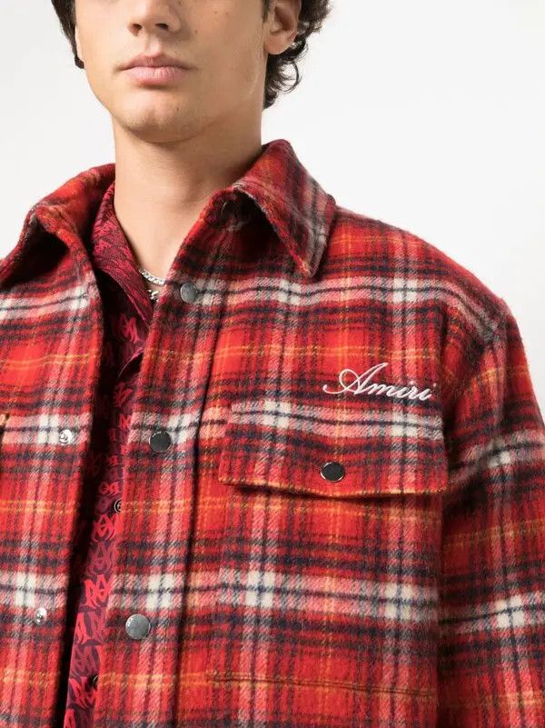 Amiri o1mle0426 Brushed Plaid Overshirt in Red Size US M / EU 48-50 / 2 - 5 Thumbnail