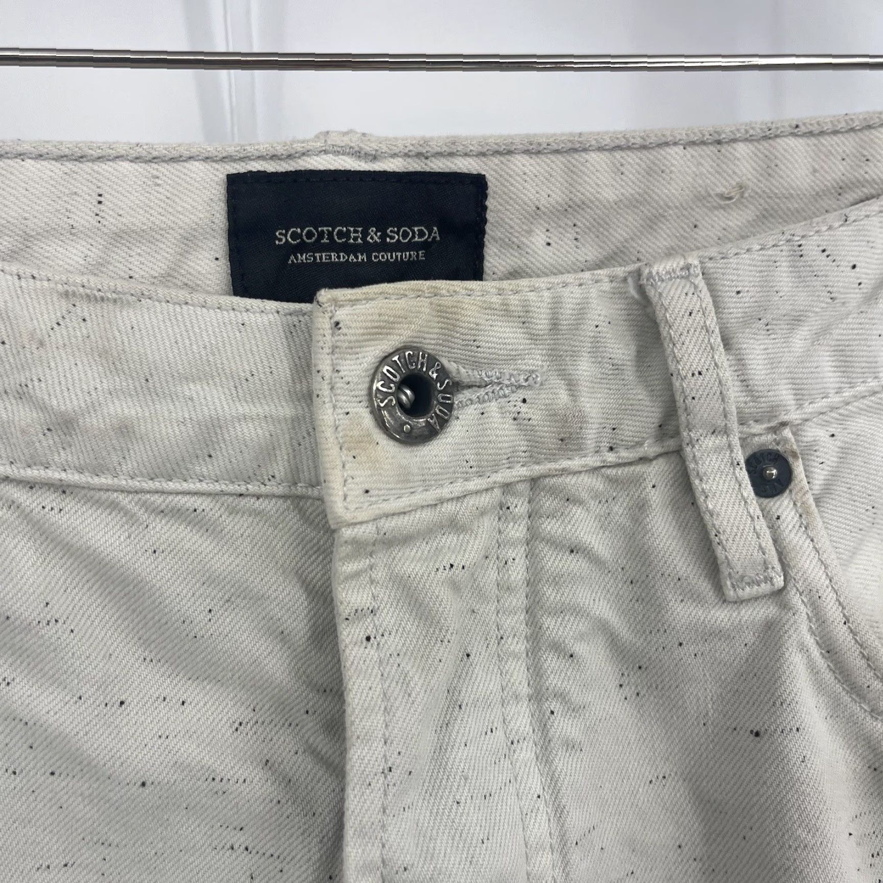 Scotch & Soda Scotch & Soda Jeans Mens 29 x 30 Gray Ralston Caliente Button Fly Distress RAW - Denim Slim Regular Retro 2010s Mens Jeans Size US 29 - 6 Thumbnail