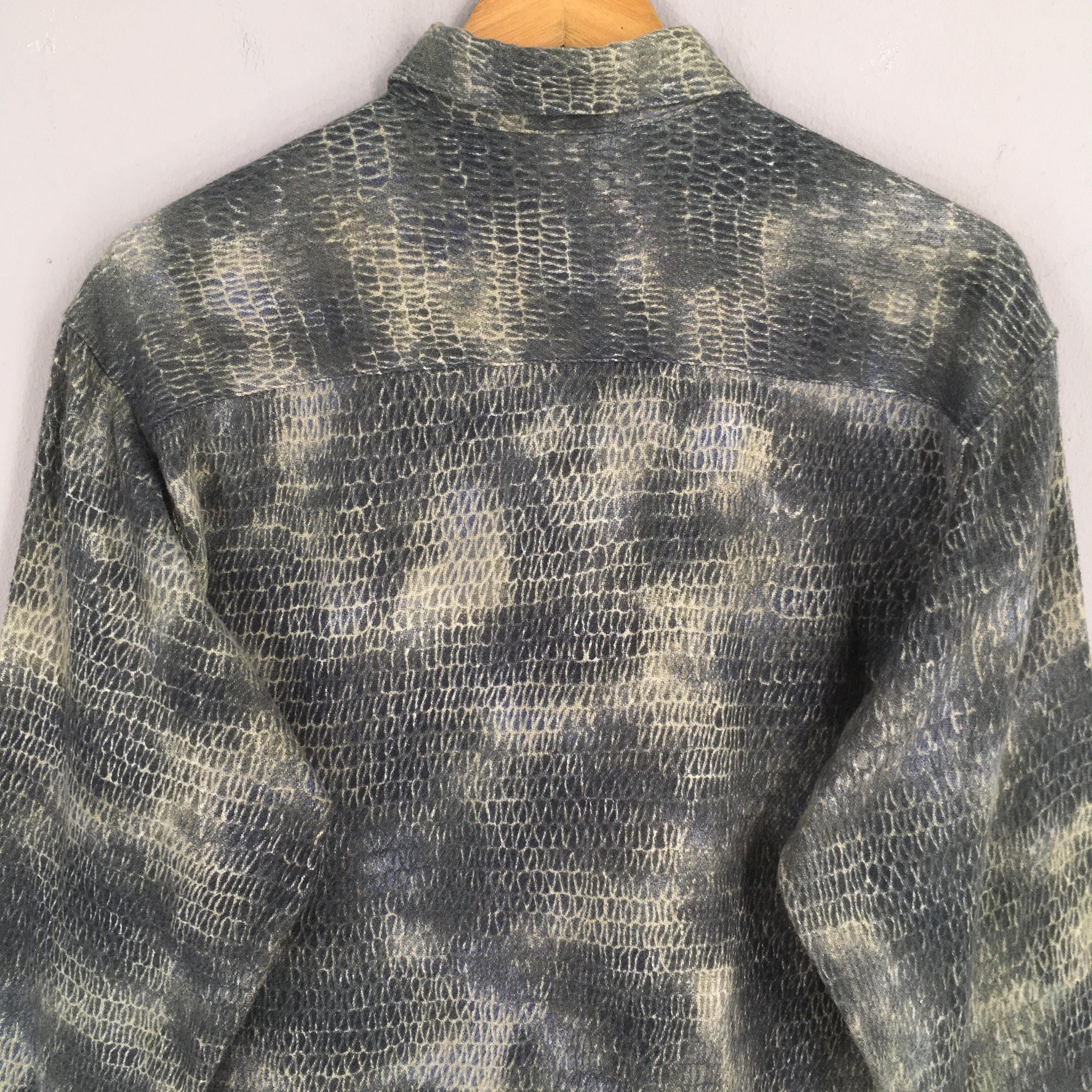 14th Addiction × Le Grande Bleu (L.G.B.) Vintage Gieves Hawkes Snake Skin Pattern Shirt Medium Size US M / EU 48-50 / 2 - 8 Thumbnail