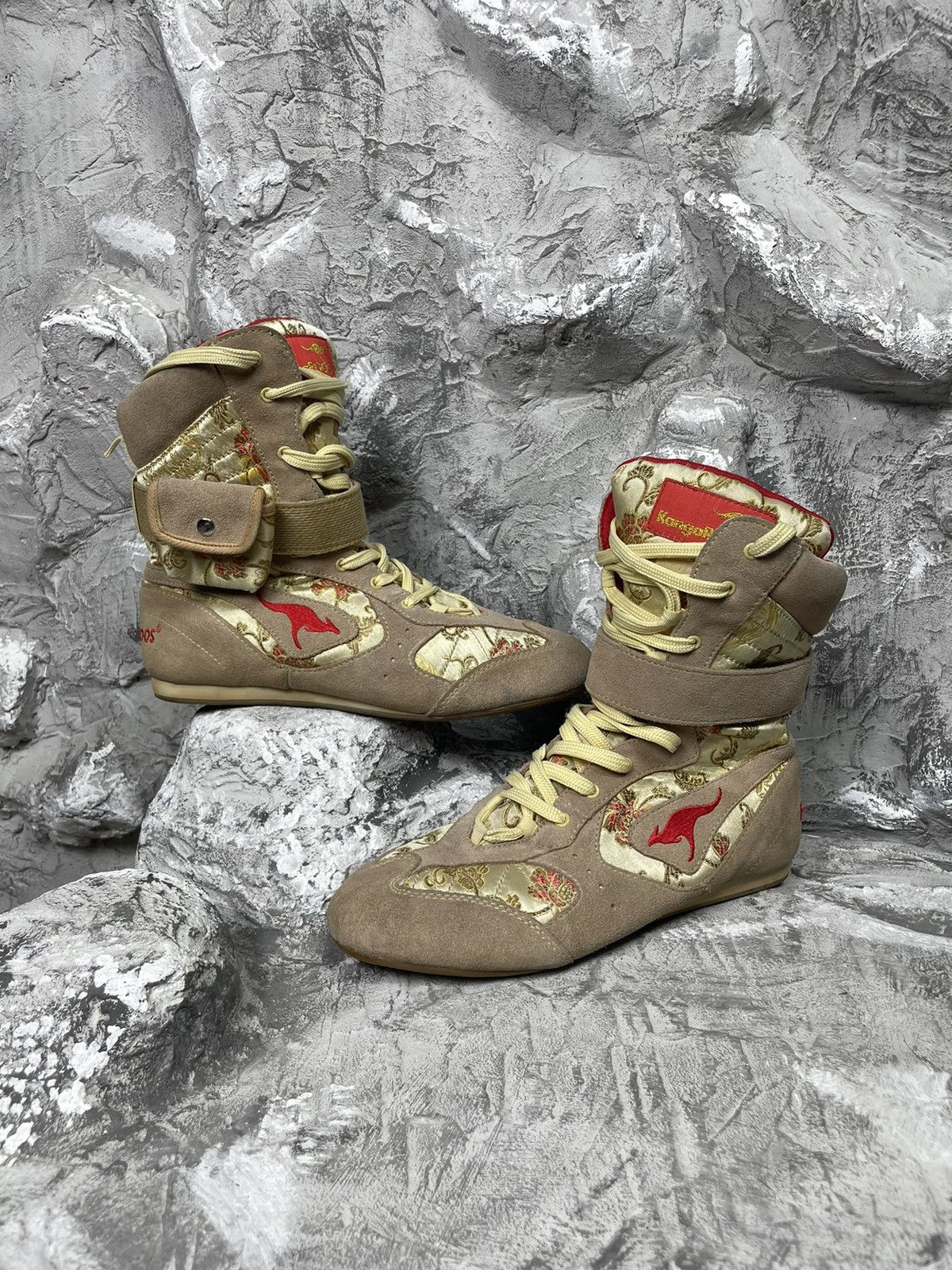Japanese Brand × Vintage 2000s Y2K Punk Pocket Rare High Shoes Chinese Satin Pattern Size US 8 / IT 38 - 1 Thumbnail