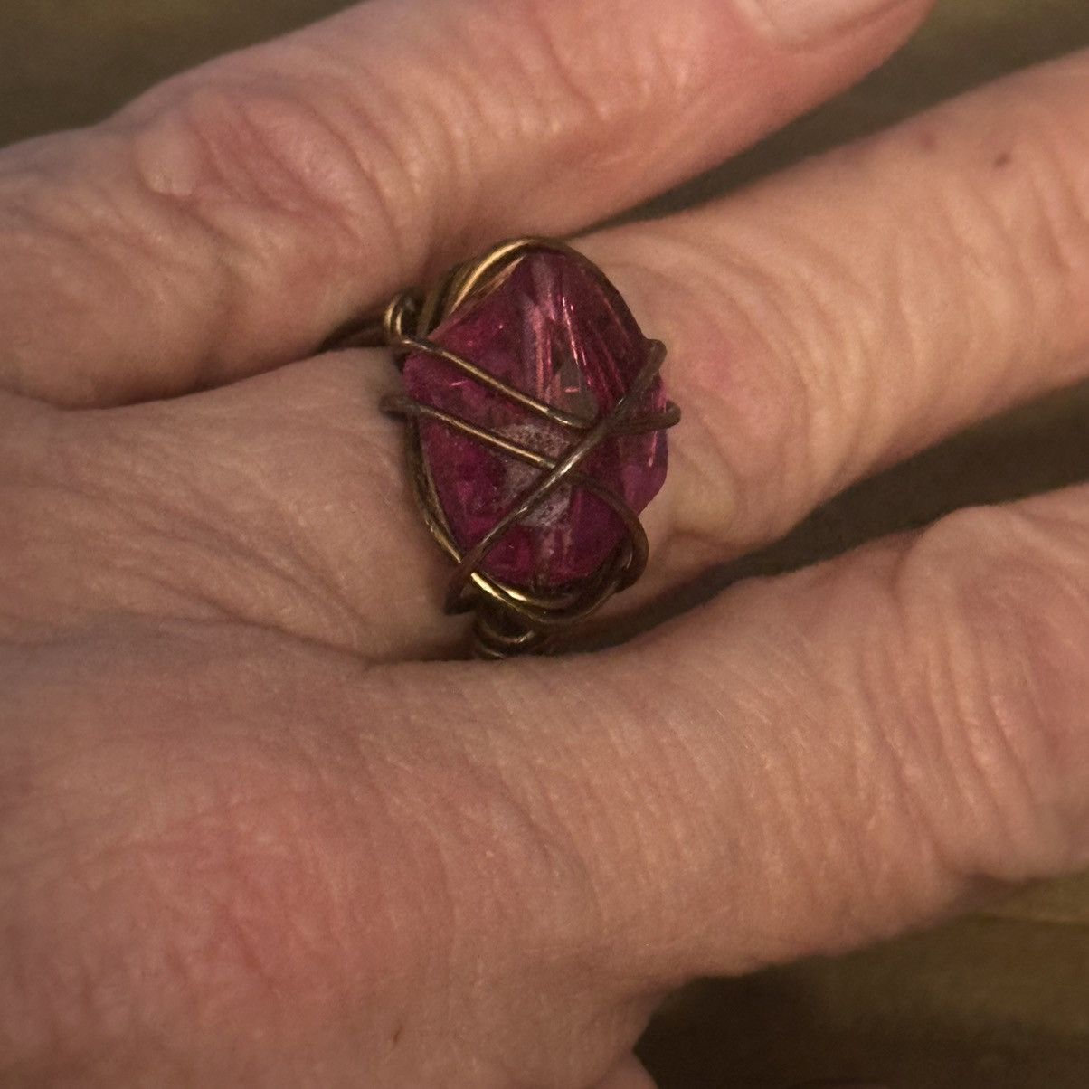 Vintage Vintage hot pink wire wrapped stone ring Size ONE SIZE - 3 Thumbnail