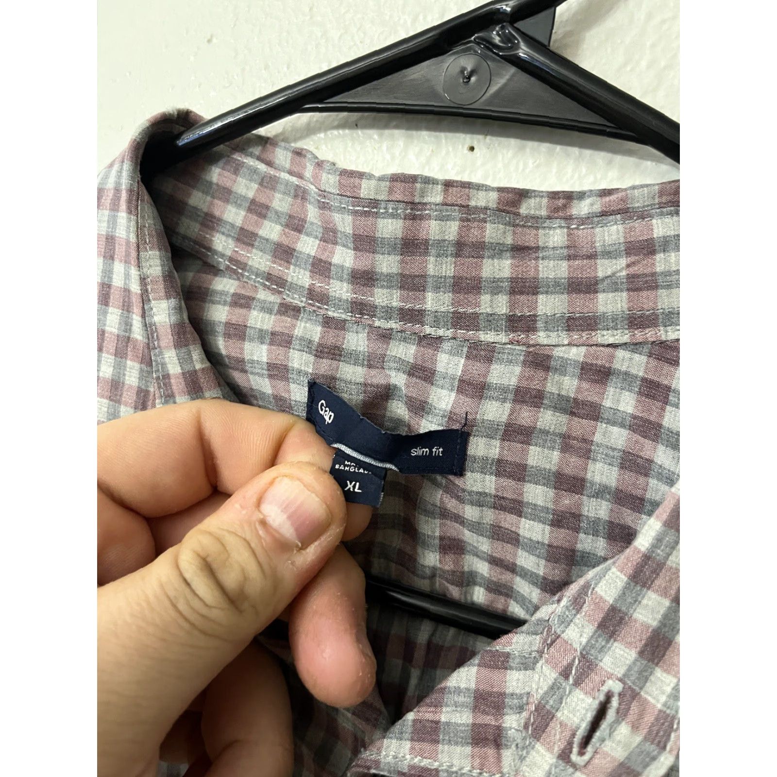 Gap VINTAGE Gap Button-Up Shirt Mens Size XL Gray Plaid Check Slim Fit Long Sleeve Gingham Size US L / EU 52-54 / 3 - 3 Thumbnail