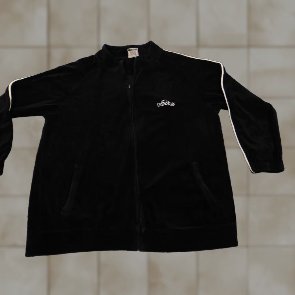 Avirex Avirex Jacket XL Blue Velour 90s Hip-Hop Mens Zip Stretch Size XL / US 12-14 / IT 48-50 - 1 Thumbnail