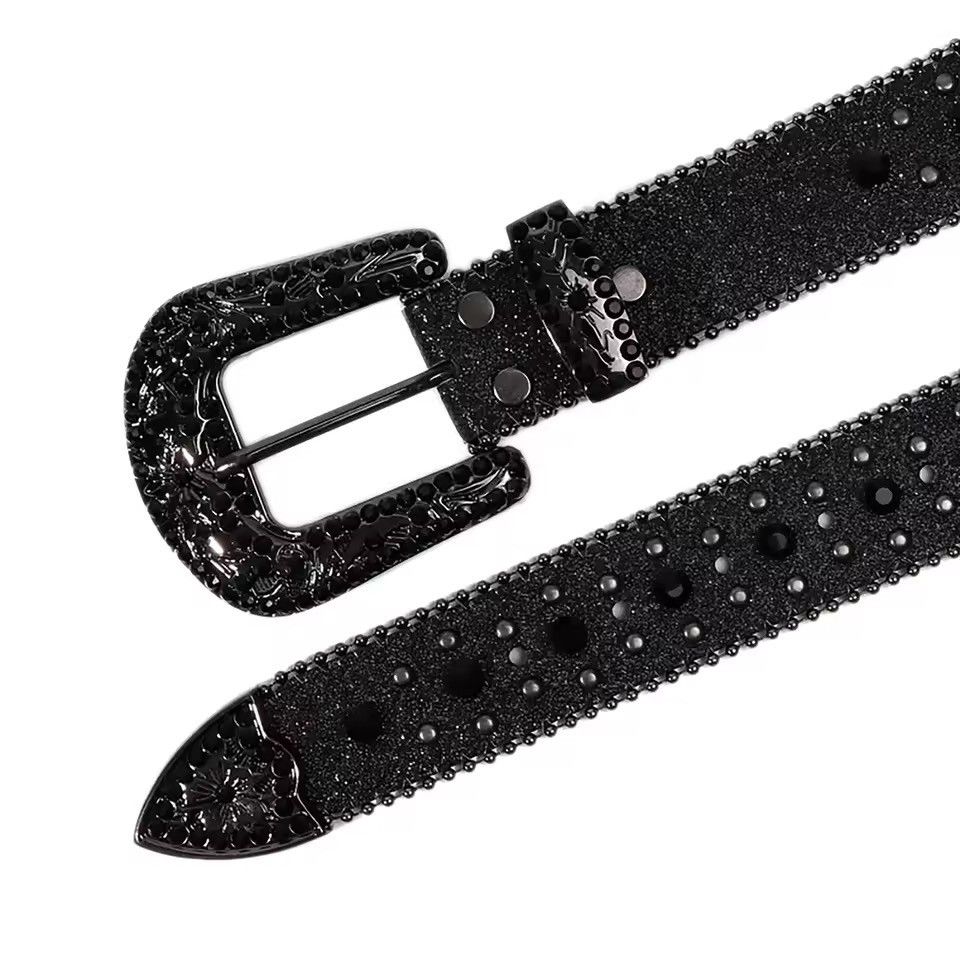 Japanese Brand 135 cm Y2K Silver Rhinestone Studded Belt Size 32 - 12 Thumbnail