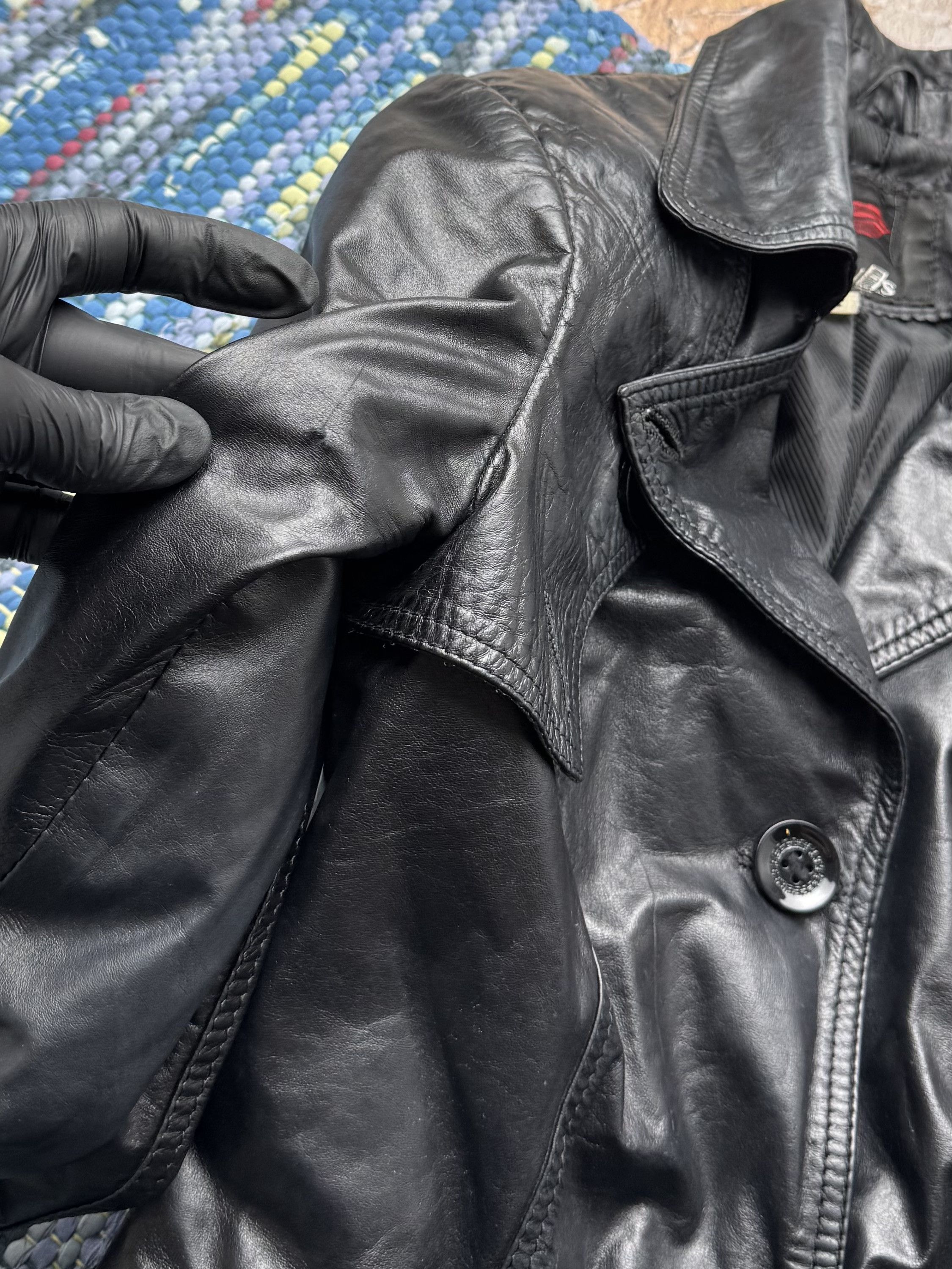 Vintage Vintage Leather Double Breasted Biker Button Front Jacket Size S / US 4 / IT 40 - 4 Thumbnail