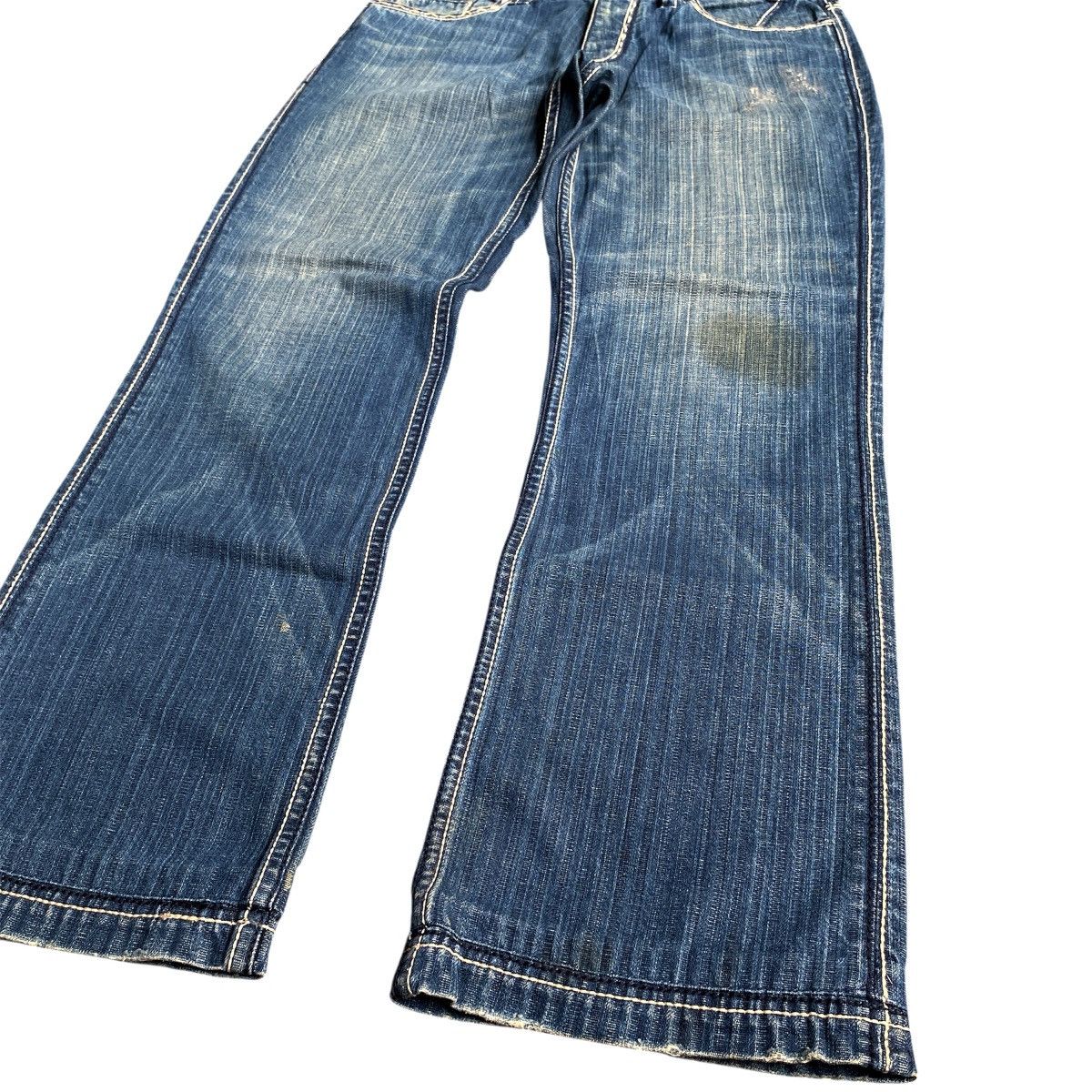 Tornado Mart Crazy Vintage Y2K Antik Denim Distressed Flared Jeans 2000s Size US 31 - 5 Thumbnail