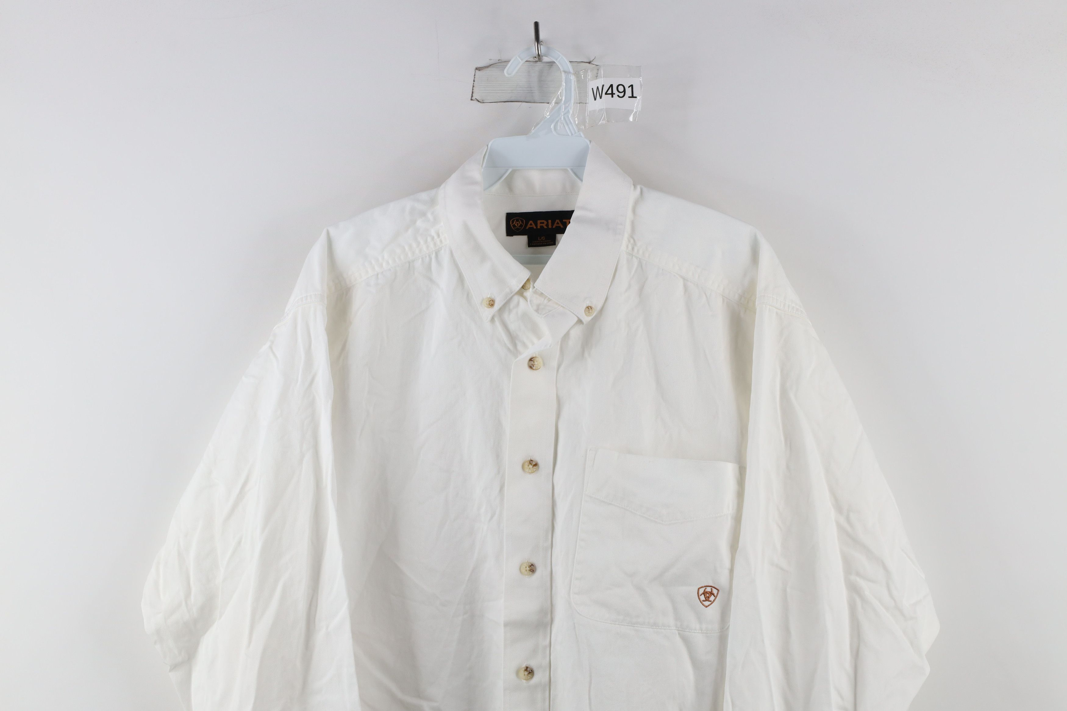 Ariat × Vintage Ariat Heavyweight Twill Collared Button Down Shirt White Size US L / EU 52-54 / 3 - 2 Thumbnail