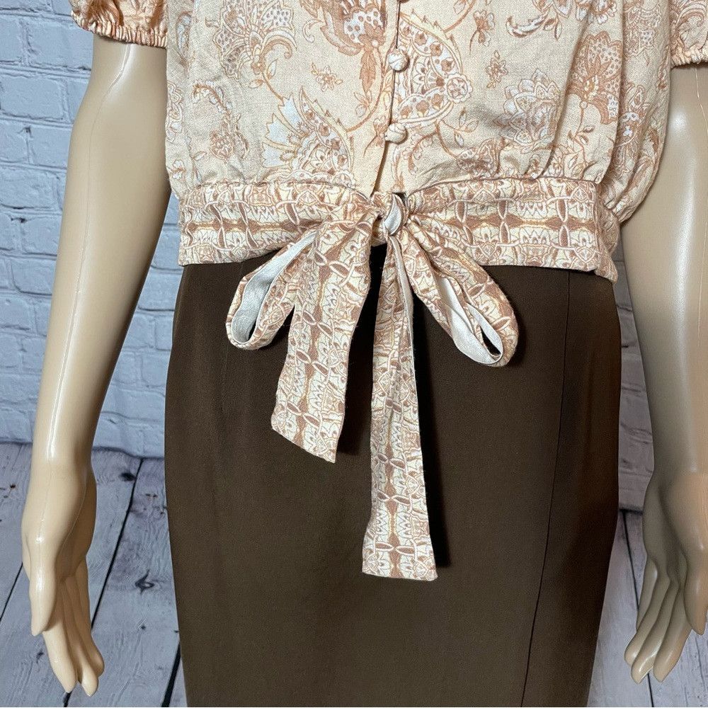 Other New Moon River Beige Short Balloon Sleeve Crop Rayon Button Size L / US 10 / IT 46 - 5 Thumbnail