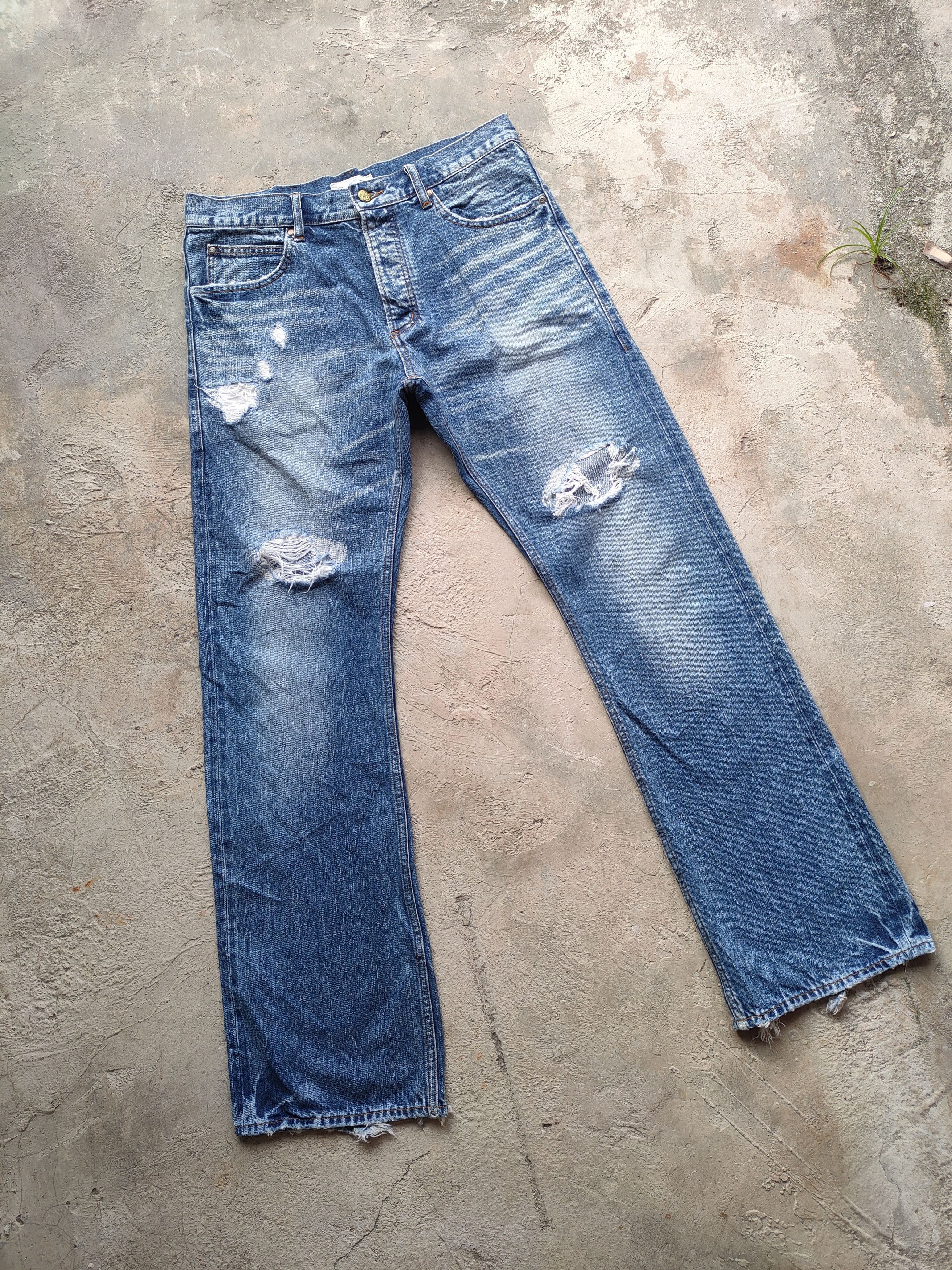 Japanese Brand × Jean × Vintage W34×33 VINTAGE JAPANESE FLARE FADED DISTRESSED JEAN PANTS Size US 34 / EU 50 - 3 Thumbnail