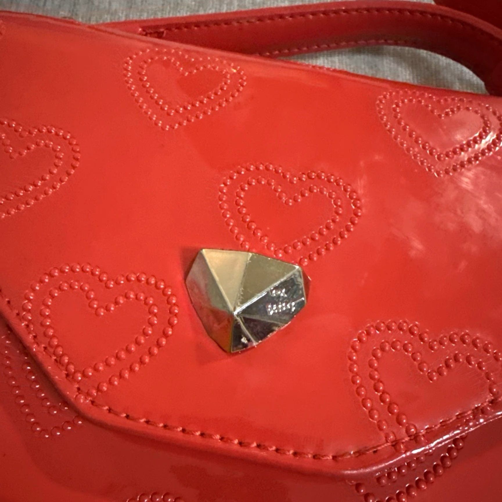 Betsey Johnson EUC Betsey Johnson Red Top Handle Bag Crossbody Heart Design Satchel Purse Casual Medium Women Size M / US 6-8 / IT 42-44 - 3 Thumbnail