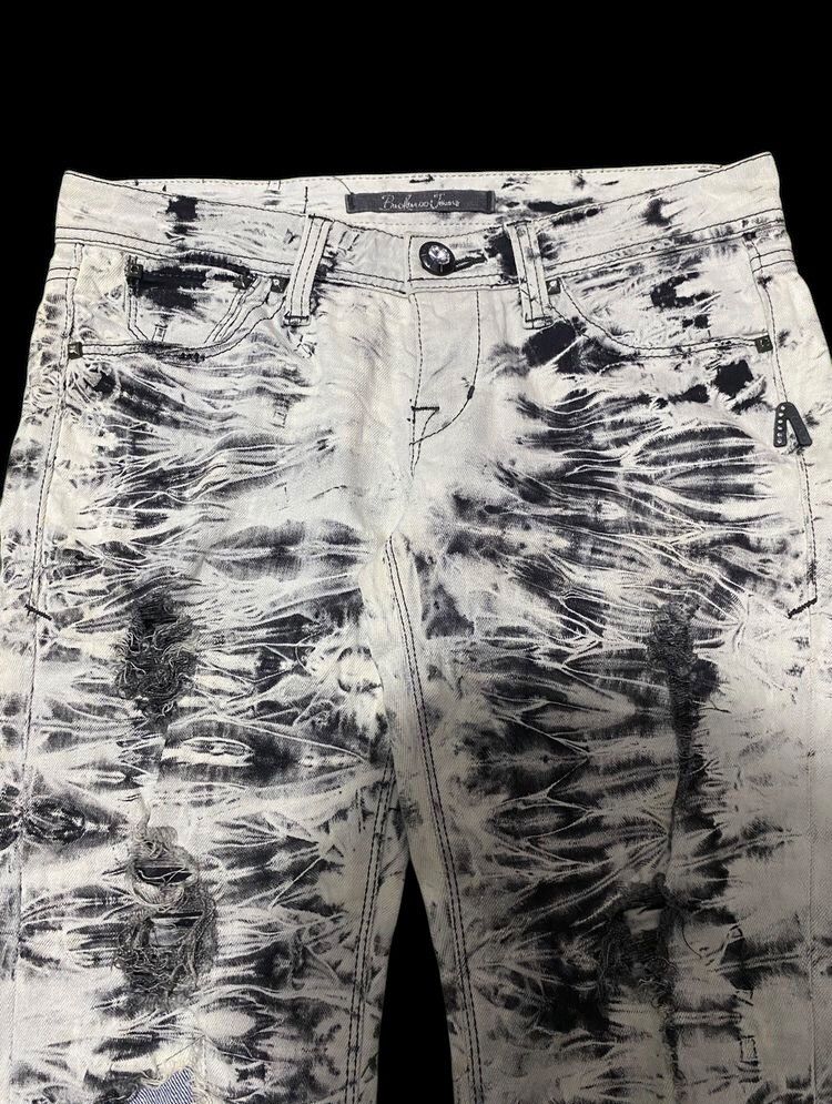 If Six Was Nine × Japanese Brand × Le Grande Bleu (L.G.B.) Buckaro Jeans ~ Acid Wash Distressed Size US 29 - 4 Thumbnail