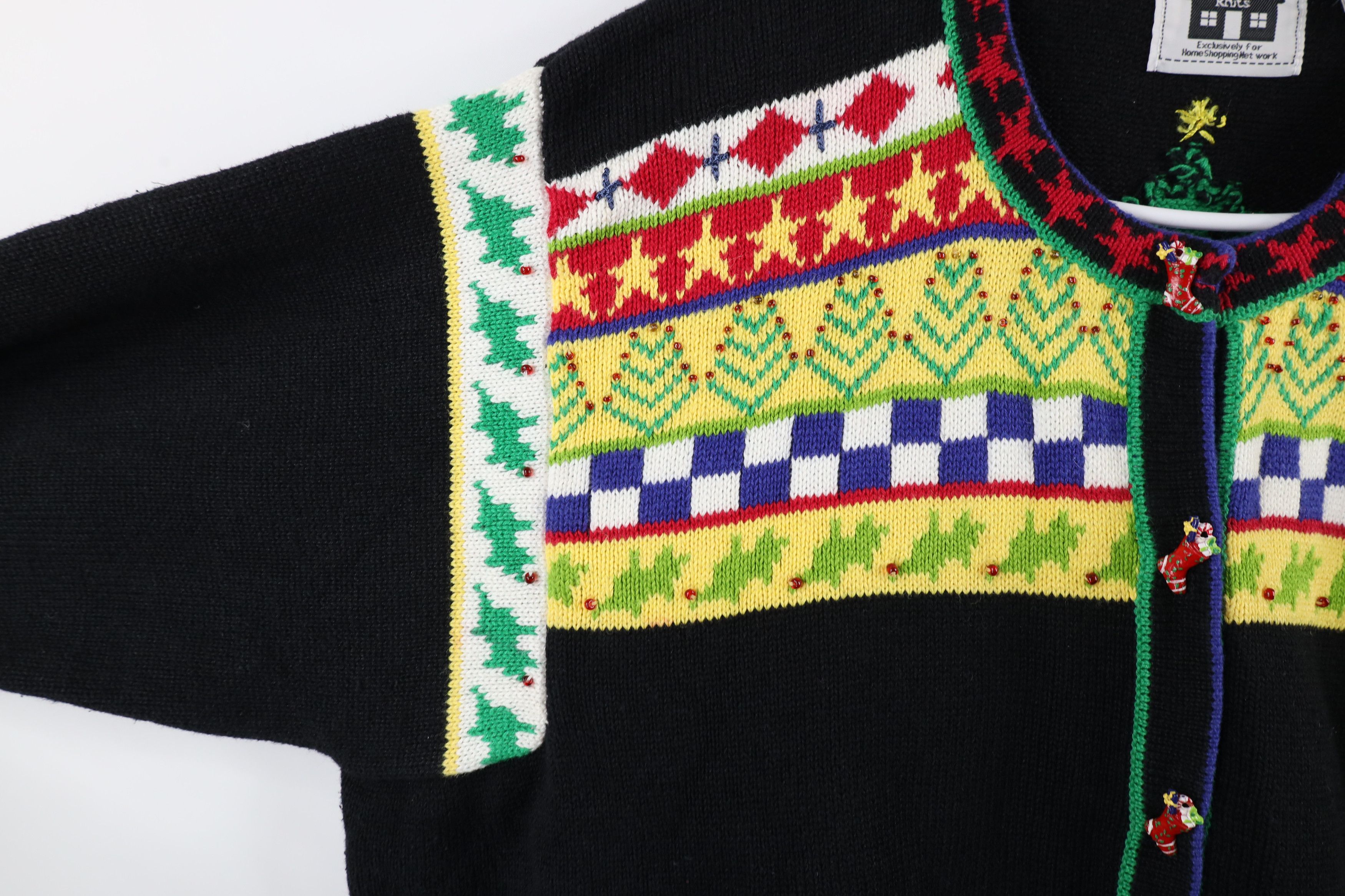 Vintage Vintage 90s Streetwear Elf All Over Print Cardigan Sweater Size 3XL / US 20-22 - 5 Thumbnail