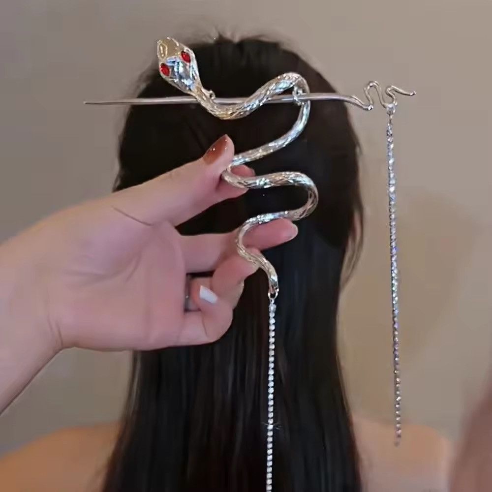 Vintage Metal Winding Snake Shape Hair Stick Hairpin 🐍 Size ONE SIZE - 3 Thumbnail
