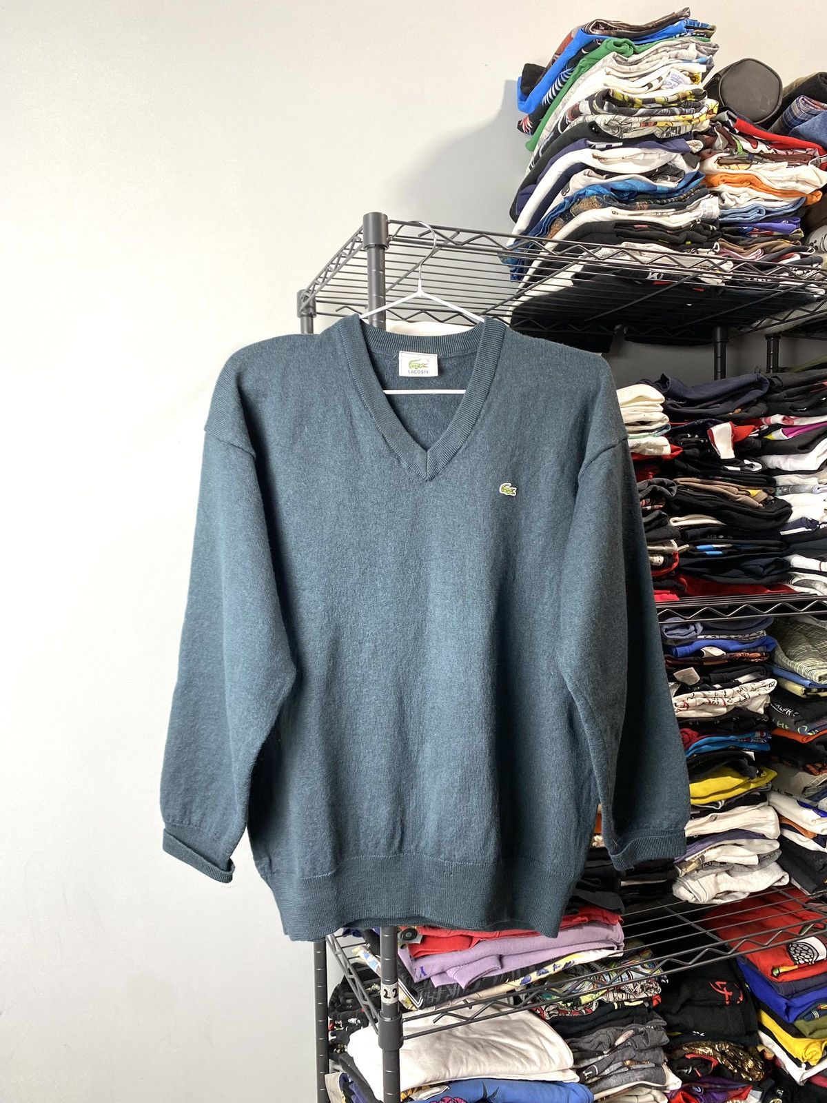 Lacoste 💥90’s Rare! Vintage Lacoste Cardigan Sweater Vneck Knit Size US M / EU 48-50 / 2 - 1 Thumbnail