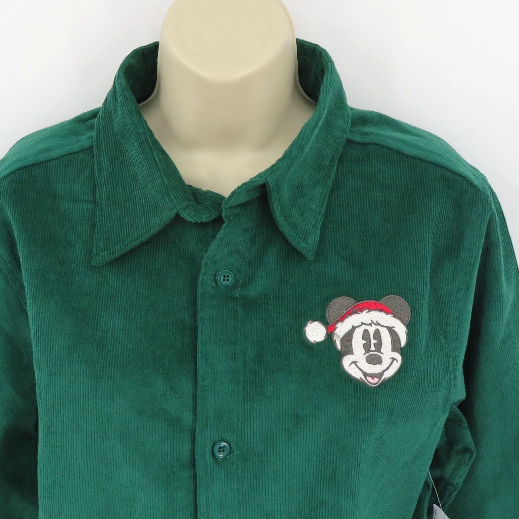Disney Disney Men S Green Corduroy Button Embroidered Santa Mickey Shirt NEW Size US S / EU 44-46 / 1 - 2 Thumbnail