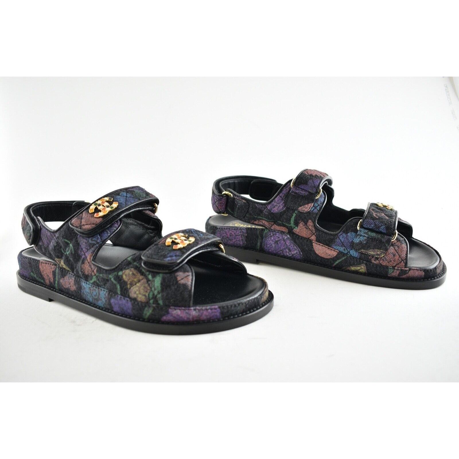 Chanel Chanel 21A Black Denim Graffiti CC Logo Mule Slide Strap Size US 7.5 / IT 37.5 - 2 Thumbnail