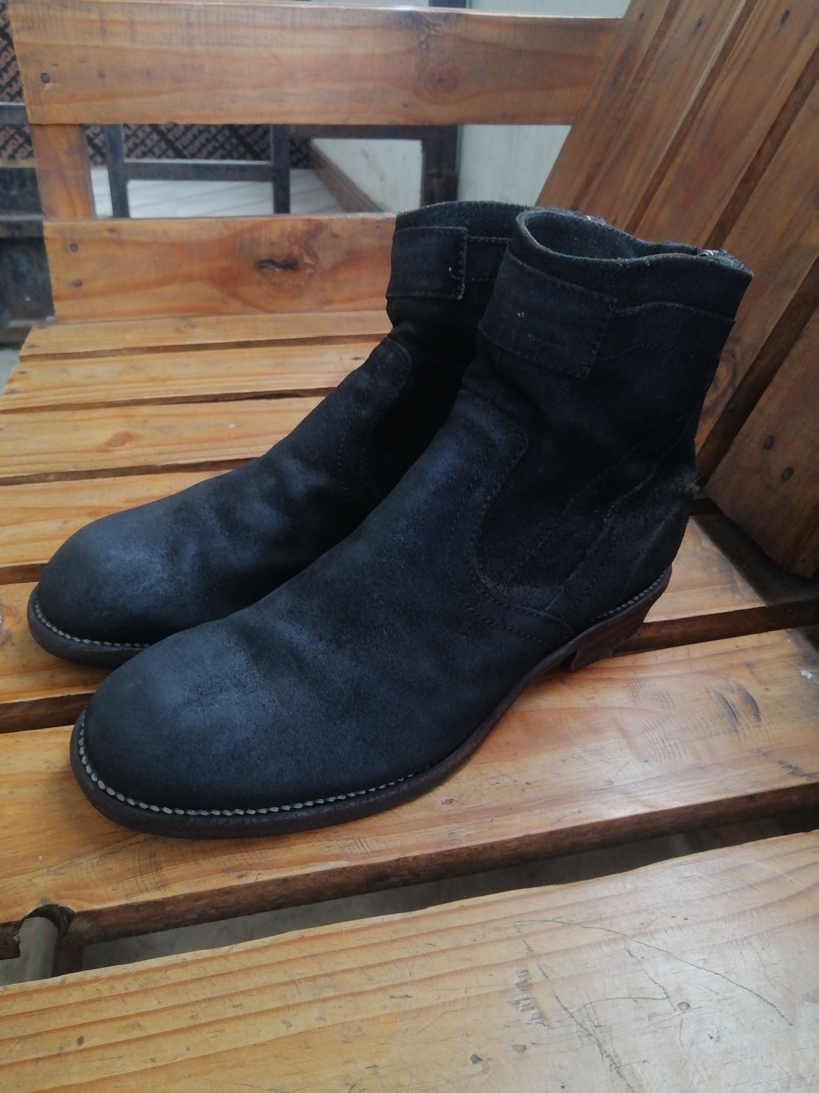 Julius Julius Dark Green Distressed Leather Zip Boots Fits EU 41 Size US 8 / EU 41 - 5 Thumbnail