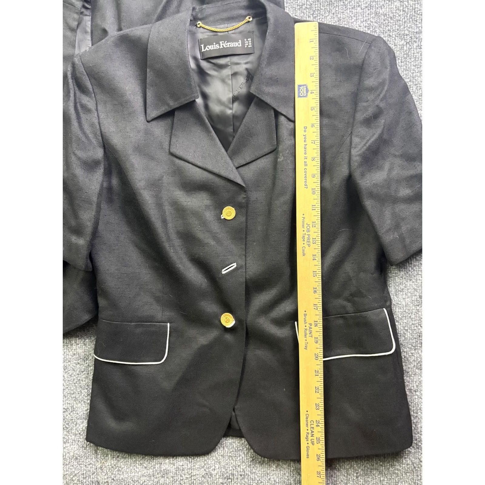 Louis Feraud VINTAGE Louis Féraud Skirt Suit Womens 12 Black 3 Piece Set Vest Jacket Skirt Workwear Germany Size 34" / US 12 / IT 48 - 3 Thumbnail